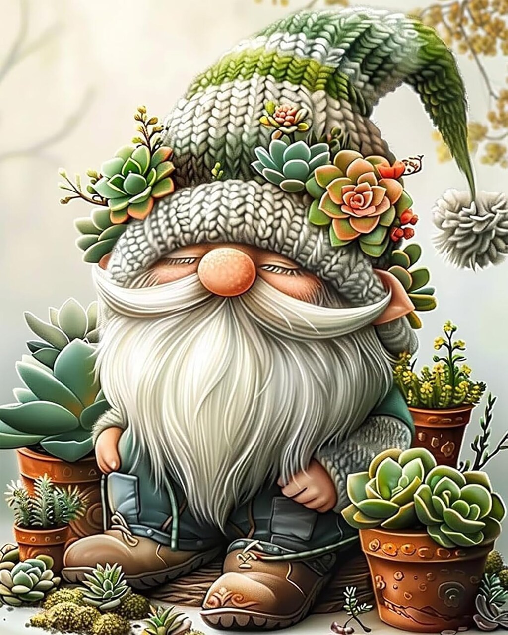 Easy Paint by Numbers Kit for Adults – Gnome DIY Canvas Painting, Acrylic & Oil Paint by Number Kit for Beginners, 16x20in Home Wall Decor